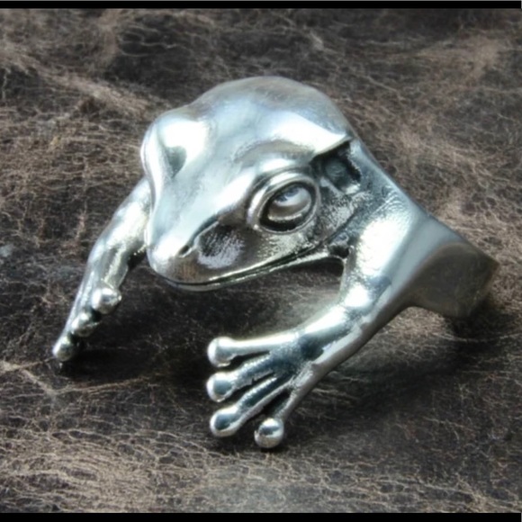 The hugging Frog Prince oversized ring. 925 stamped silver peeking - Picture 4 of 5